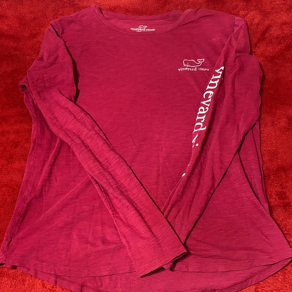 Vineyard Vines Burgandy Long Sleeve Tee